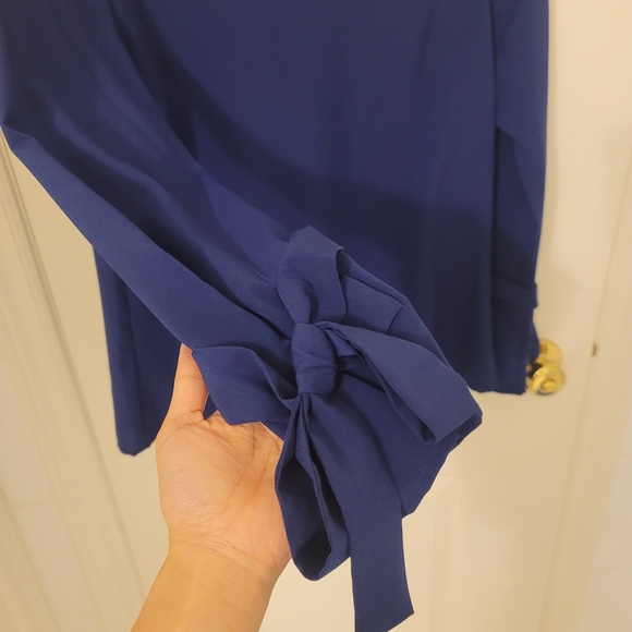 Banana Republic Navy Chiffon Top with Bow Detail - Picture 3 of 5